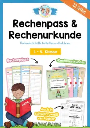 Vorlagen: Rechenpass & Rechenurkunde in Farbe und schwarz-weiß (1. - 4. Klasse)