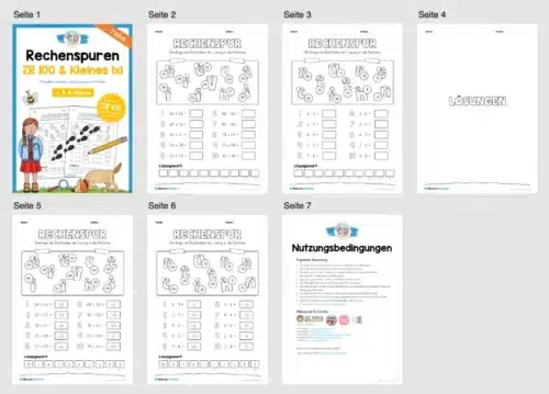 Kostenlose Rechenspuren (2 Arbeitsblätter) - Überblick