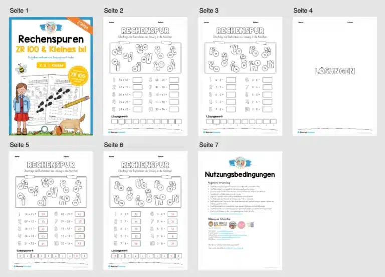 Kostenlose Rechenspuren (2 Arbeitsblätter) – Überblick