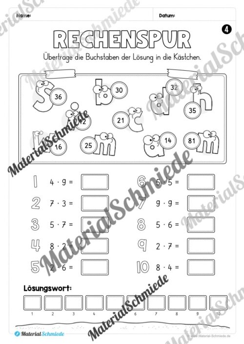 Arbeitsheft Rechenspuren zum kleinen Einmaleins (Arbeitsblatt 04)