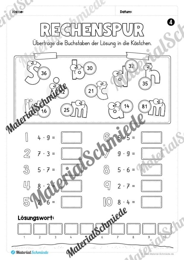 Arbeitsheft Rechenspuren zum kleinen Einmaleins (Arbeitsblatt 04)