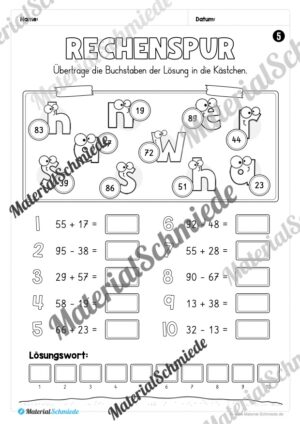 Arbeitsheft Rechenspuren im Zahlenraum 100 (Arbeitsblatt 04)