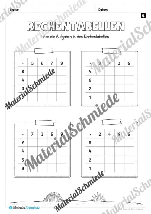 Rechentabellen: Kleines 1x1 (12 Arbeitsblätter) - Arbeitsblatt 06