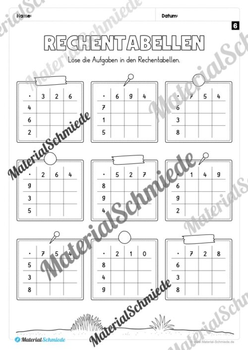 Rechentabellen: Kleines 1x1 (12 Arbeitsblätter) - Arbeitsblatt 08