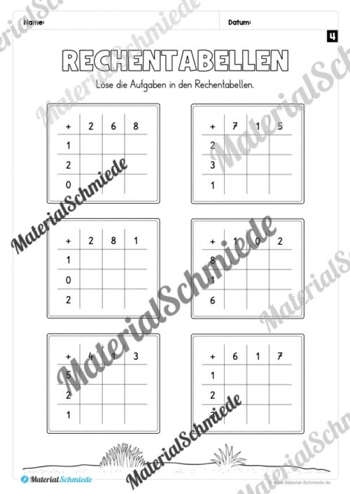 Rechentabellen im Zahlenraum 10 (12 Arbeitsblätter) - Arbeitsblatt 06