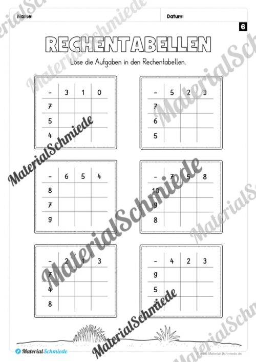 Rechentabellen im Zahlenraum 10 (12 Arbeitsblätter) - Arbeitsblatt 08