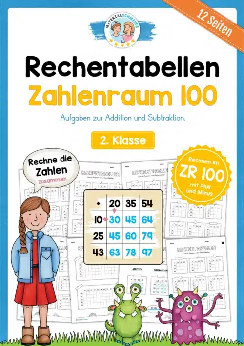 Rechentabellen im Zahlenraum 100 (12 Arbeitsblätter)