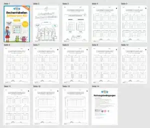 Rechentabellen im Zahlenraum 100 (12 Arbeitsblätter) – Überblick