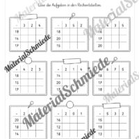 Rechentabellen im Zahlenraum 20 (12 Arbeitsblätter) - Arbeitsblatt 07