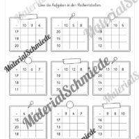 Rechentabellen im Zahlenraum 20 (12 Arbeitsblätter) - Arbeitsblatt 10