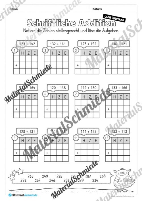 Schriftliche Addition - ZR 1.000 (ohne Übertrag) - Vorschau 03