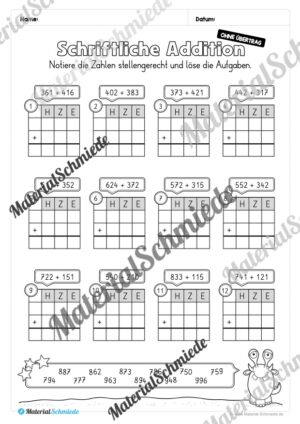 Schriftliche Addition – ZR 1.000 (ohne Übertrag) – Vorschau 05