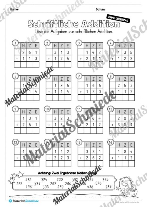 Schriftliche Addition - ZR 1.000 (ohne Übertrag) - Vorschau 06