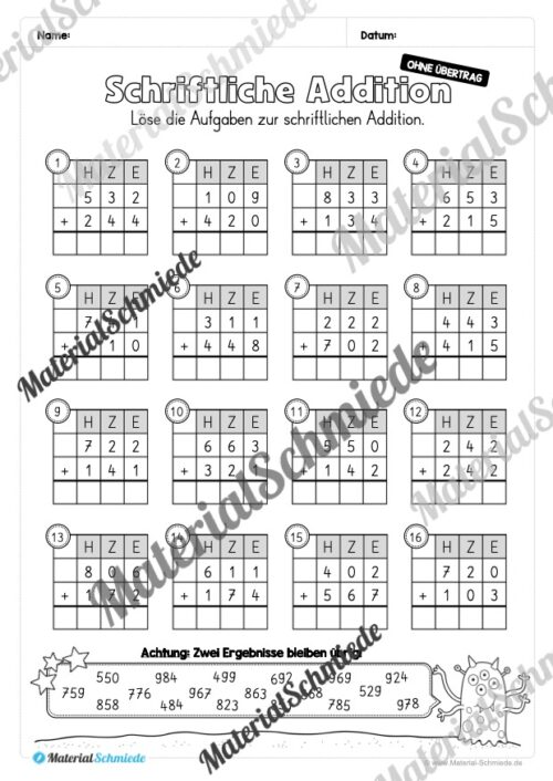 Schriftliche Addition - ZR 1.000 (ohne Übertrag) - Vorschau 08
