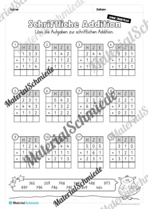 Schriftliche Addition – ZR 1.000 (ohne Übertrag) – Vorschau 11