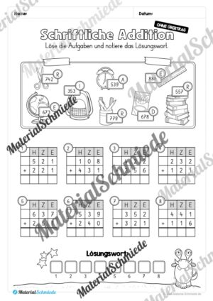 Schriftliche Addition – ZR 1.000 (ohne Übertrag) – Vorschau 13