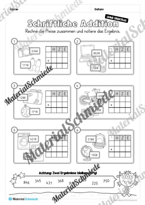 Schriftliche Addition - ZR 1.000 (ohne Übertrag) - Vorschau 14