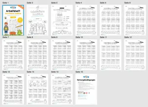 Arbeitsheft: Schriftliche Addition - ZR 1.000 (ohne Übergang) für die 3. Klasse - Überblick