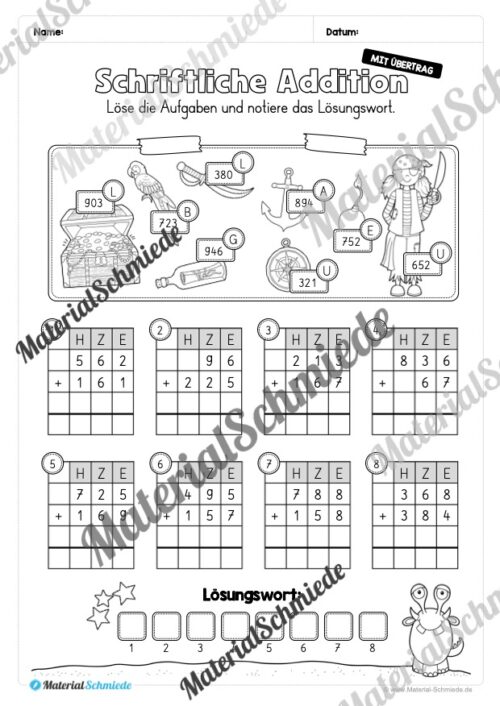 Schriftliche Addition - ZR 1.000 (mit Übertrag) - Vorschau 12