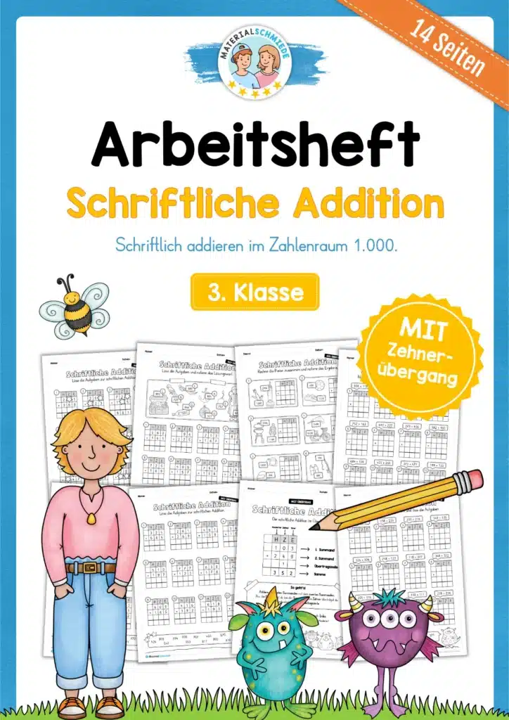 Arbeitsheft: Schriftliche Addition - ZR 1.000 (mit Übergang) für die 3. Klasse