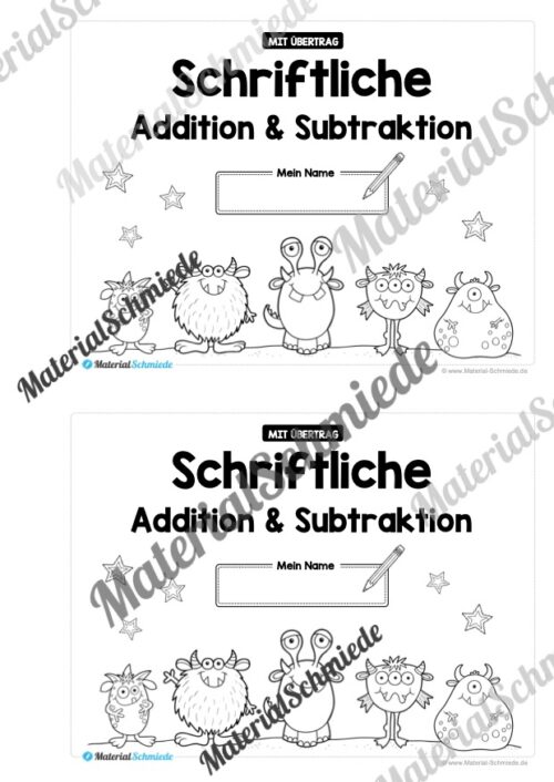 Mini-Heft: Schriftliche Addition & Subtraktion - ZR 1.000 (mit Übertrag) - Vorschau 01
