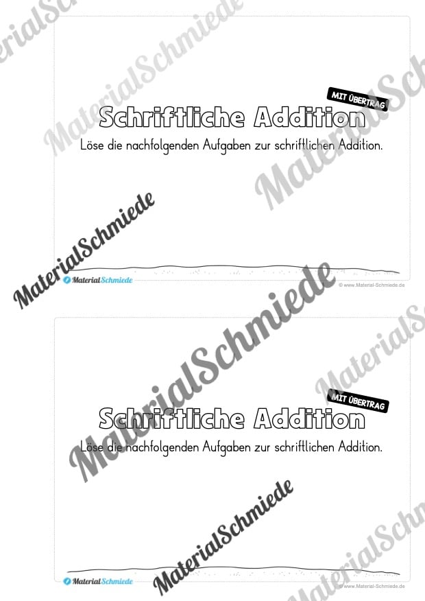 Mini-Heft: Schriftliche Addition & Subtraktion – ZR 1.000 (mit Übertrag) – Vorschau 02