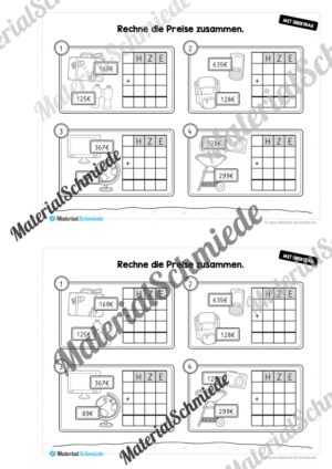 Mini-Heft: Schriftliche Addition & Subtraktion – ZR 1.000 (mit Übertrag) – Vorschau 12