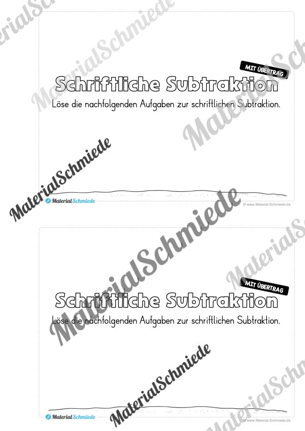 Mini-Heft: Schriftliche Addition & Subtraktion – ZR 1.000 (mit Übertrag) – Vorschau 13