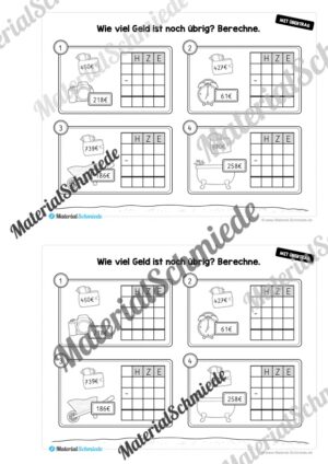 Mini-Heft: Schriftliche Addition & Subtraktion – ZR 1.000 (mit Übertrag) – Vorschau 23