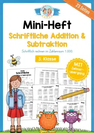 Mini-Heft: Schriftliche Addition & Subtraktion - ZR 1.000 (mit Übertrag)