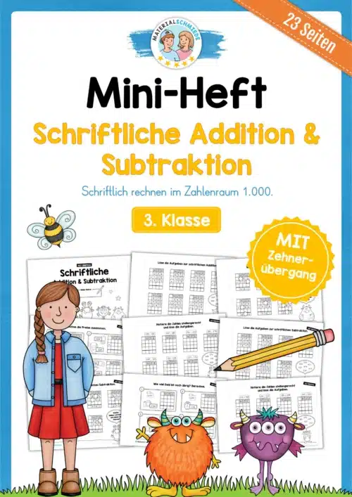 Mini-Heft: Schriftliche Addition & Subtraktion - ZR 1.000 (mit Übertrag)