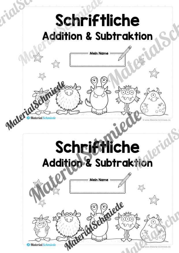 Mini-Heft: Schriftliche Addition & Subtraktion – ZR 1.000 (ohne Übertrag) – Vorschau 01