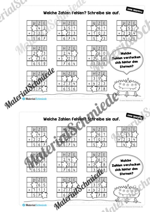 Mini-Heft: Schriftliche Addition & Subtraktion - ZR 1.000 (ohne Übertrag) - Vorschau 11