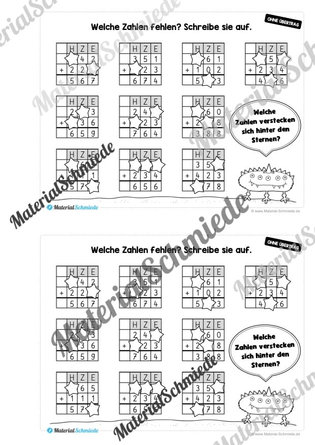 Mini-Heft: Schriftliche Addition & Subtraktion – ZR 1.000 (ohne Übertrag) – Vorschau 11