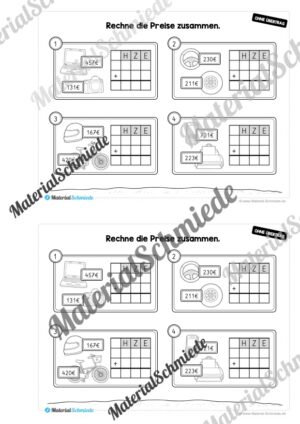 Mini-Heft: Schriftliche Addition & Subtraktion – ZR 1.000 (ohne Übertrag) – Vorschau 12