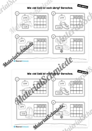 Mini-Heft: Schriftliche Addition & Subtraktion – ZR 1.000 (ohne Übertrag) – Vorschau 23