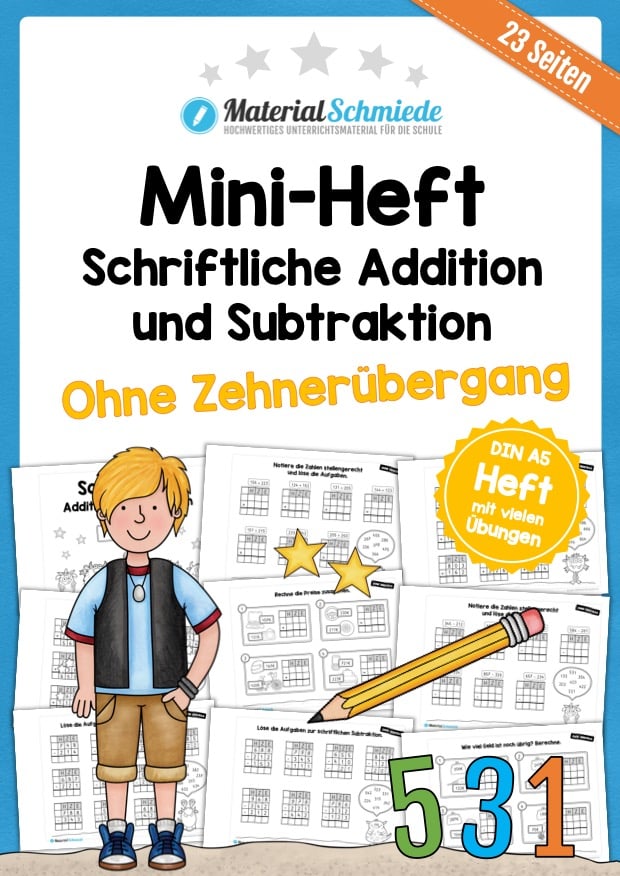 Mini-Heft: Schriftliche Addition & Subtraktion – ZR 1.000 (ohne Übertrag)