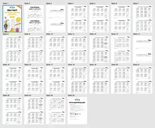 Mini-Heft: Schriftliche Addition & Subtraktion - ZR 1.000 (ohne Übertrag) - Überblick