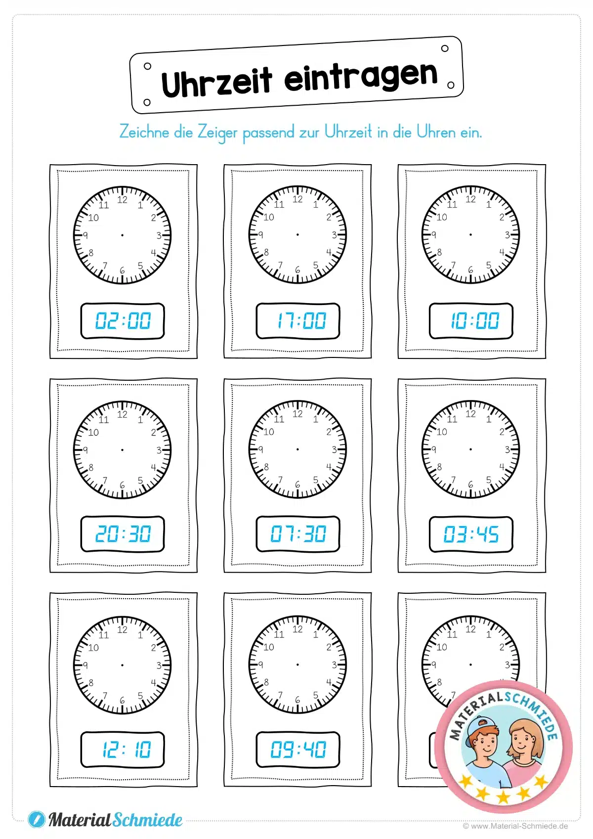Kostenlos: Uhrzeiten eintragen