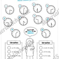 Übungen Uhrzeit: Halbe Stunden (Uhrzeiten finden)