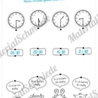 Übungen Uhrzeit: Halbe Stunden (Drei Uhrzeiten verbinden)
