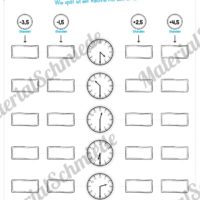 Übungen Uhrzeit: Halbe Stunden (Tabellen)