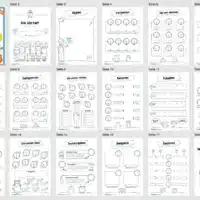 Übungsheft Uhrzeit: 15-Mix-Aufgaben (Halbe Stunden) - Überblick