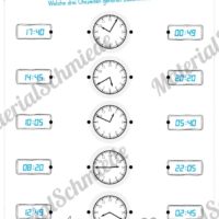 Übungen Uhrzeit: Mix-Aufgaben (Uhrzeiten verbinden: 2 Schreibweisen)