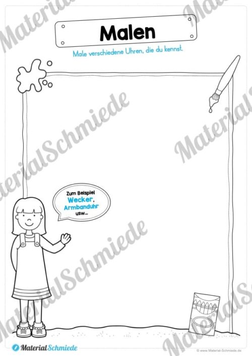 Übungen Uhrzeit: Stunden (Uhren malen)