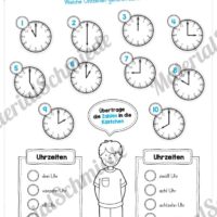 Übungen Uhrzeit: Stunden (Uhrzeiten finden)