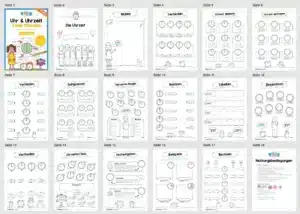 Übungsheft Uhrzeit: 15-Mix-Aufgaben (Ganze Stunden) – Überblick