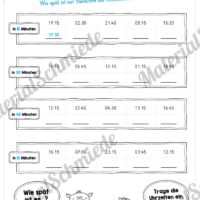 Übungen Uhrzeit: Viertelstunden (Tabellen)
