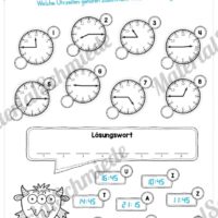 Übungen Uhrzeit: Viertelstunden (Quiz)