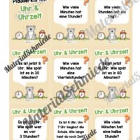 Fragekarten: Thema Uhr & Uhrzeit (Arbeitsblatt 01)